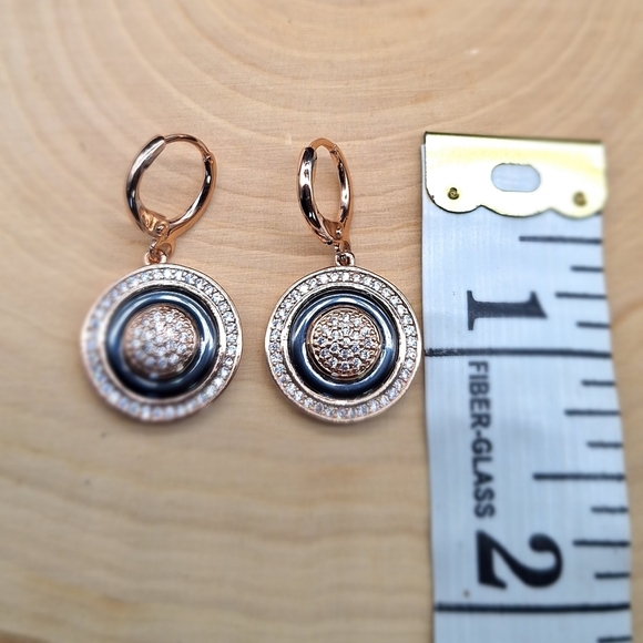 Luxe Gold-Plated Pavé Circle Drop Earrings - Picture 6 of 7